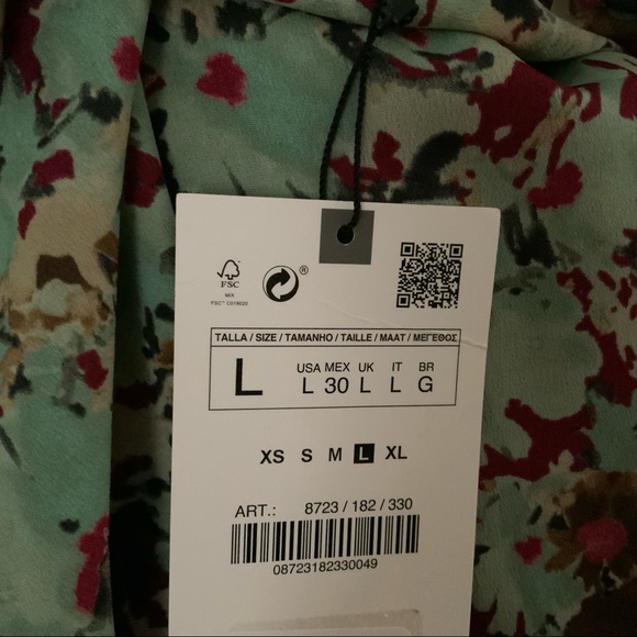 NWT Zara Floral Print Mini Dress Size L - Picture 6 of 6